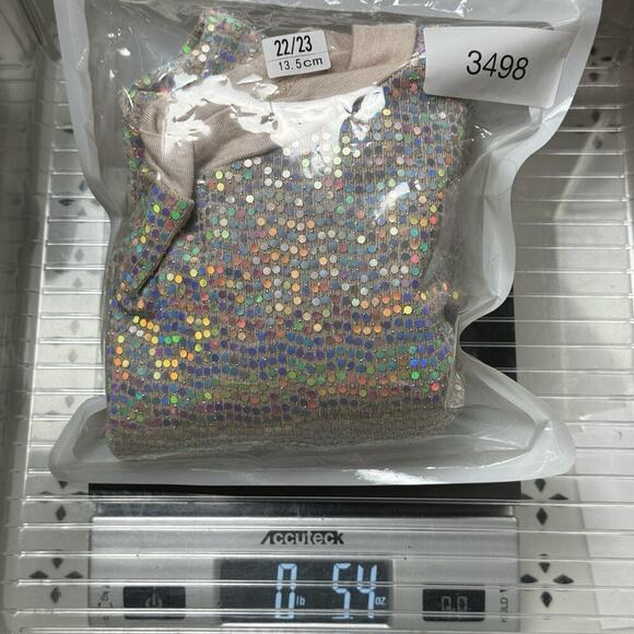 Ginger G Sequin Top Sz S Silver Metallic Rave Club Disco Glitter NYE Maximalism - Picture 9 of 9